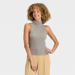 SOLD A New Day NWT Gray Brushed Micro-fleece Sleeveless Turtleneck Tank Top
